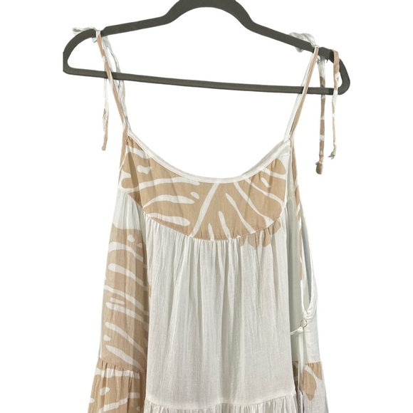 Everything But Water Honorine Peri Baby Doll SunDress White and Beige Size L - Picture 6 of 8